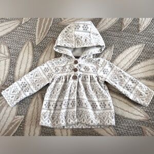 ⭐️ 5/$25 ⭐️ Carter's White Gray Patterned Hoodie Jacket 12M